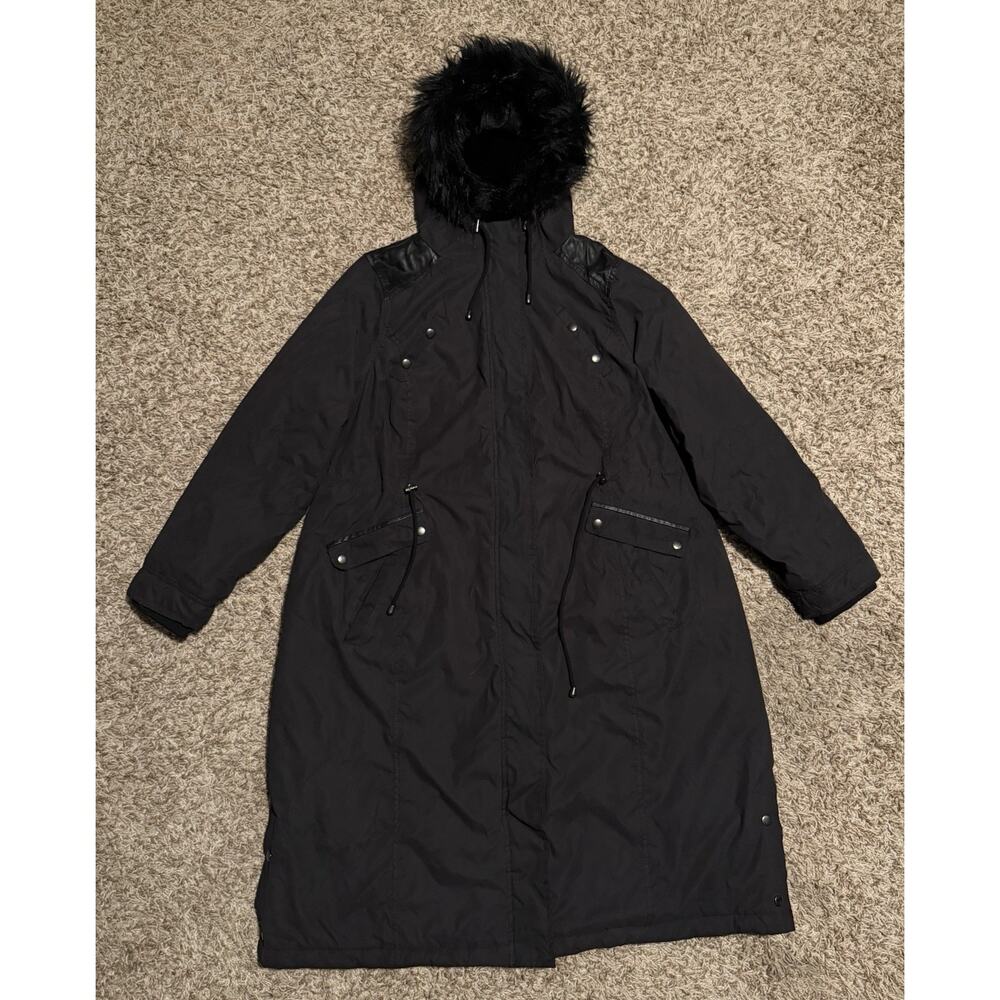 Torrid Womens Black Wind & Water Resistant Faux Fur Hooded Jacket Plus Size 2 - Picture 4 of 16